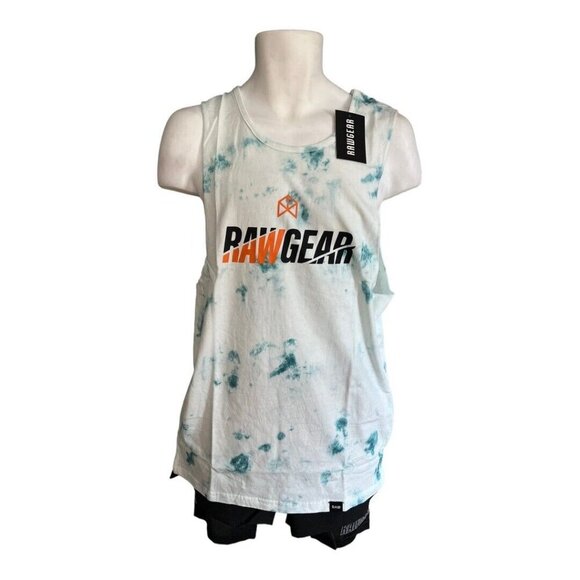 RAWGEAR Tie-Dye Tank Top~Size Medium~White/Blue Workout Gym RG331 Bradley Martyn - Picture 1 of 8